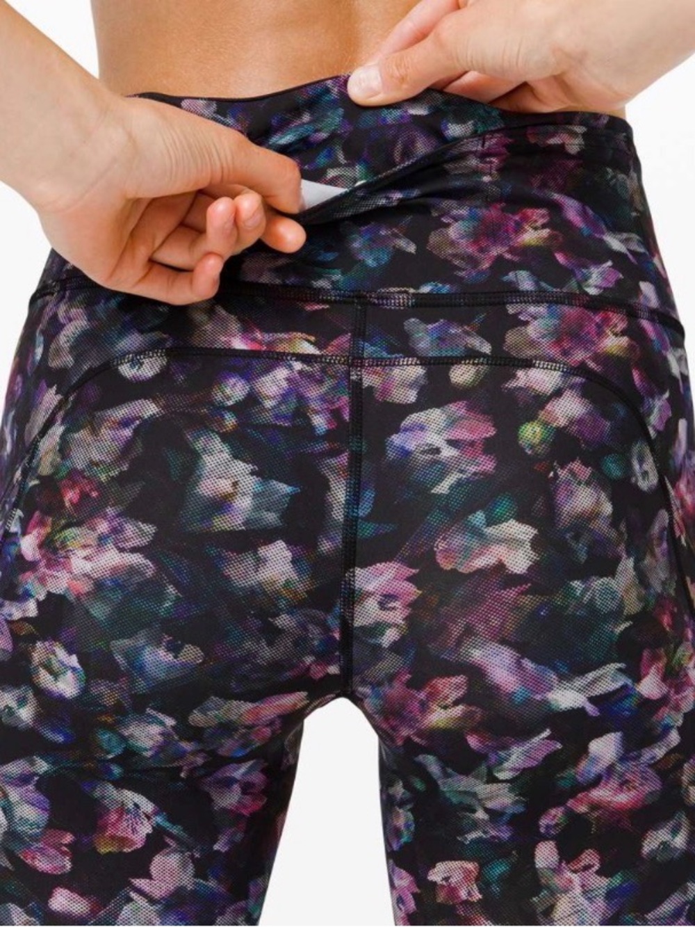 Lululemon Floral Fast and Free Active Multi Leggings - Black & Purple